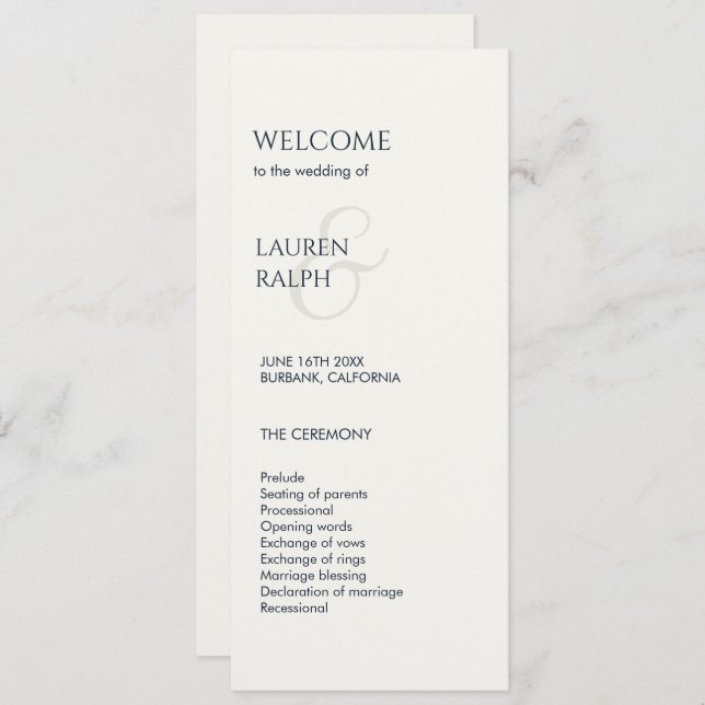 Black & White Monogram Welcome Wedding Program Programme (Front/Back)