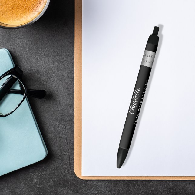 Black white monogrammed name business logo black ink pen (Creator Uploaded)