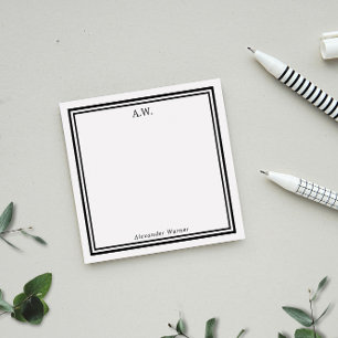 Black White Monogrammed Post-it Notes