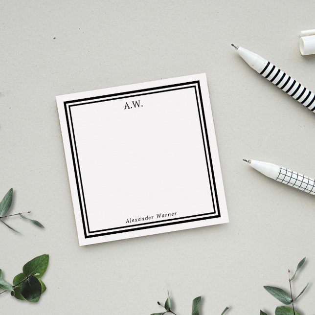 Black White Monogrammed Post-it Notes (Creator Uploaded)