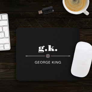 Black White Monogrammed Target Crosshair Mouse Mat