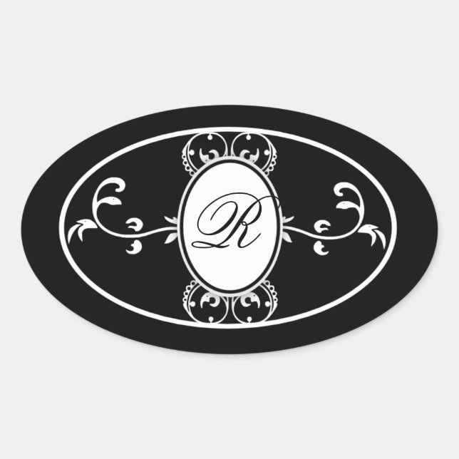 Black White Monogrammed Wedding Favour Soap Label (Front)