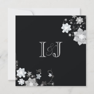Black & White Monogrammed Winter Wedding Invitation