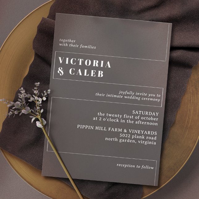 Black & White Moody Modern Minimal Wedding Invitation (Creator Uploaded)