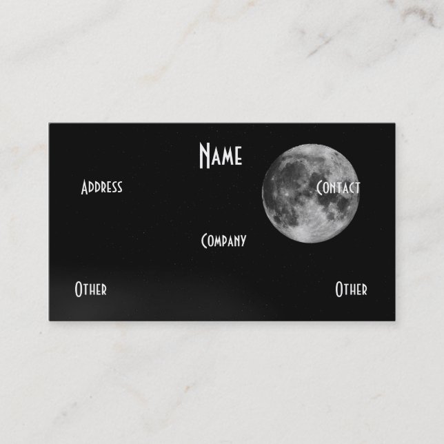 Black & White Moon Business Card (Front)