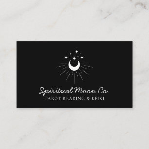 Black White Moon Stars Spiritual Reiki Business Card