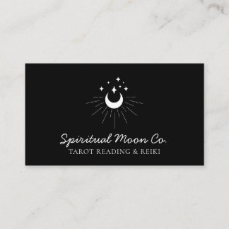 Black White Moon Stars Spiritual Reiki Business Card
