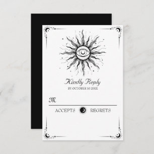 Black white moon sun tarot celestial RSVP card