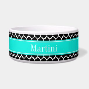 Black White Moroccan #5 Brt Aqua Name Monogram