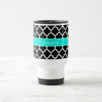 Black White Moroccan #5 Brt Aqua Name Monogram