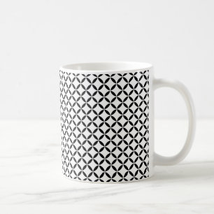 Black White Moroccan Inspired Quatrefoil Lattice Coffee Mug