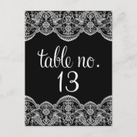 Black & White Moroccan Lace Table Number Postcard