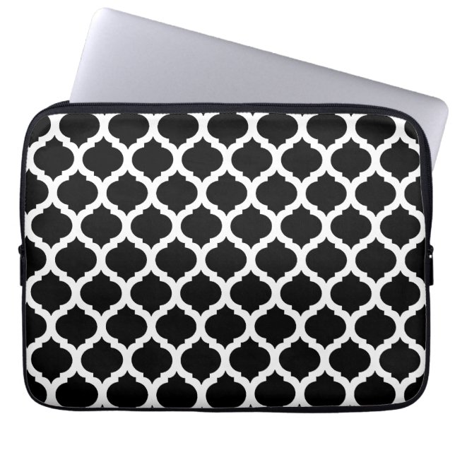 Black & White Moroccan Laptop Sleeve (Front)