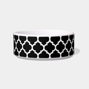 Black White Moroccan Quatrefoil Pattern #5 Bowl