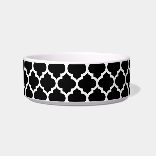 Black White Moroccan Quatrefoil Pattern #5 Bowl (Right)