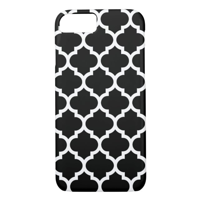 Black White Moroccan Quatrefoil Pattern #5 Case-Mate iPhone Case (Back)