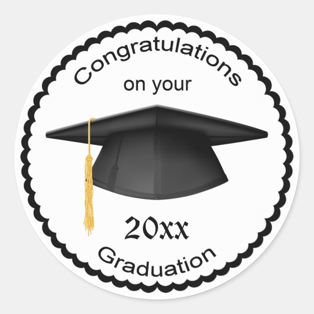 Black & white mortar graduation Sticker (Front)