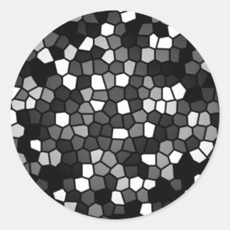 Black & White Mosaic Classic Round Sticker
