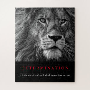 Black & White Motivational Determination Lion Art Jigsaw Puzzle
