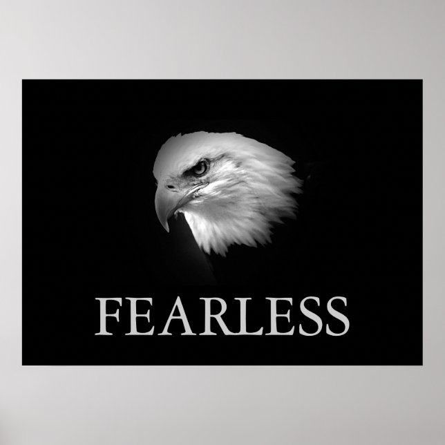 Black & White Motivational Fearless Eagle Poster (Front)