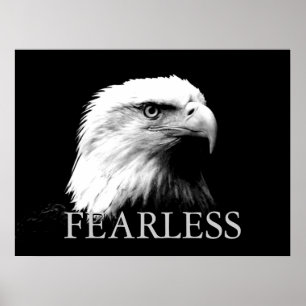 Black & White Motivational Fearless Eagle Poster
