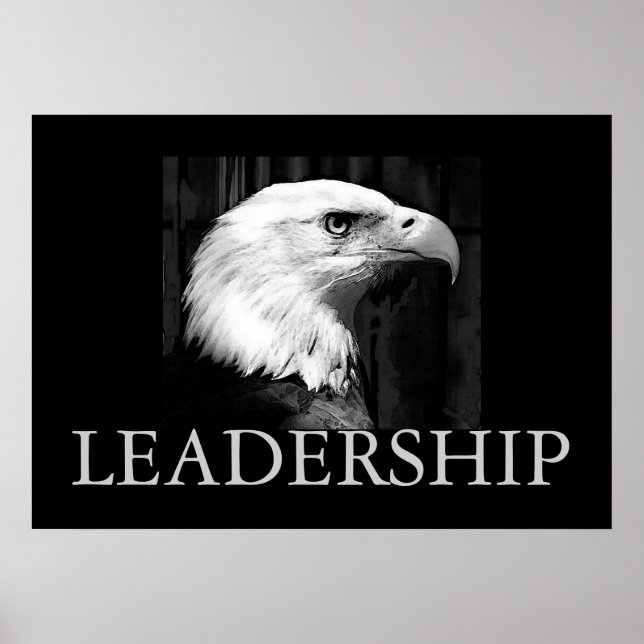 Black & White Motivational Leadership Eagle Poster (Front)