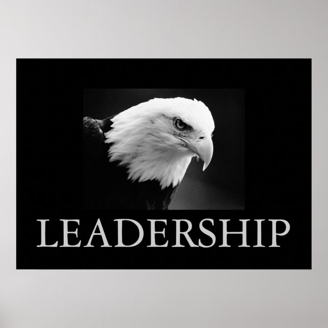 Black & White Motivational Leadership Eagle Poster (Front)