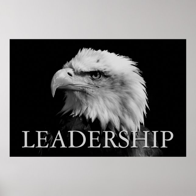 Black & White Motivational Leadership Eagle Poster (Front)
