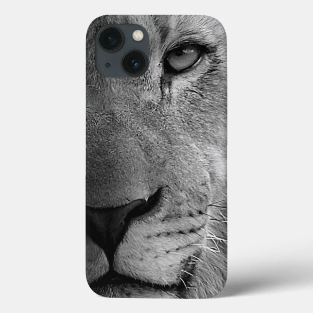 Black White Motivational Leadership Lion Portrait Case-Mate iPhone Case (Back)