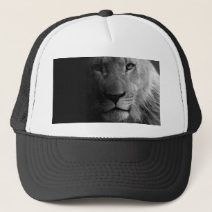 Black White Motivational Leadership Lion Portrait Trucker Hat