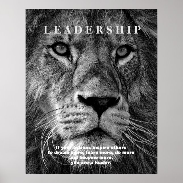Black & White Motivational Leadership Lion Poster (Front)
