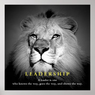 Black & White Motivational Leadership Quote Lion Poster