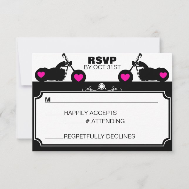 Black & White Motorcycle Biker Silhouette rsvp (Front)