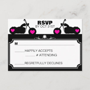 Black & White Motorcycle Biker Silhouette rsvp Card