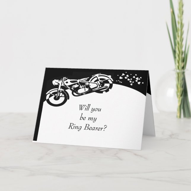 Black White Motorcycle Custom Ring Bearer Invite (Front)