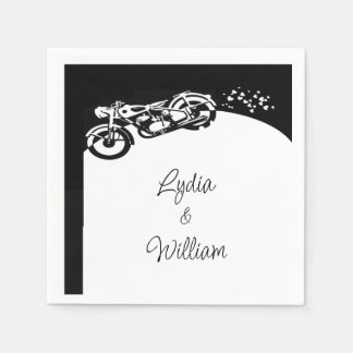 Black White Motorcycle Custom Wedding Napkin