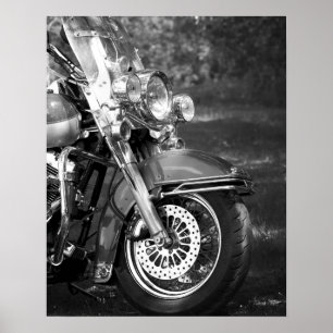 Black & White Motorcycle Front End 16x20 Poster