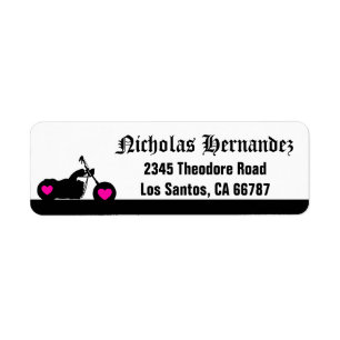 Black & White Motorcycle Silhouette Address Label