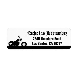 Black & White Motorcycle Silhouette Address Label