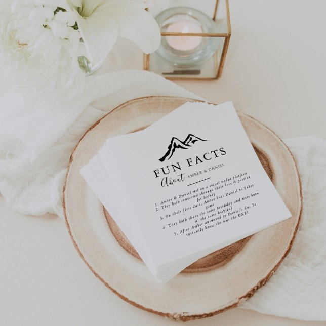 Black White Mountain Trivia Fun Facts Wedding  Napkin (Creator Uploaded)