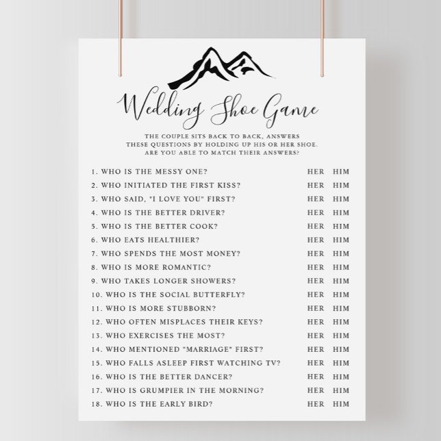 Black White Mountain Wedding Shoe Game (Creator Uploaded)