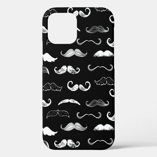 Black & White Moustache Seamless Repeat Background Case-Mate iPhone Case (Back)