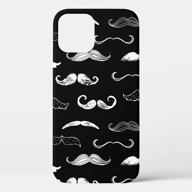 Black & White Moustache Seamless Repeat Background Case-Mate iPhone Case (Back)