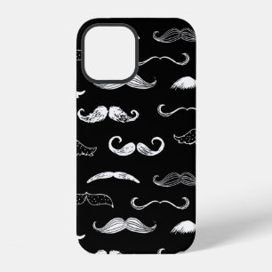 Black & White Moustache Seamless Repeat Background iPhone 12 Case