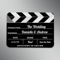 Black White Movie Clap Board Wedding Save the Date