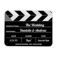 Black White Movie Clap Board Wedding Save the Date