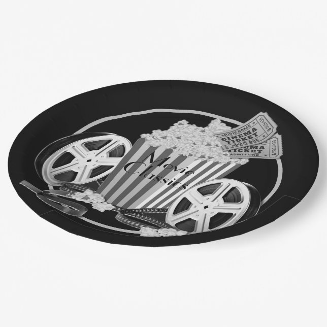 Black & White Movie Classics Paper Plate (Angled)