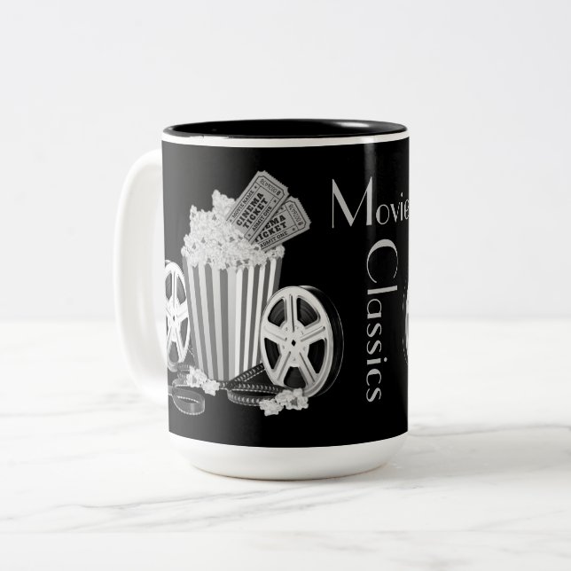 Black & White Movie Classics Two-Tone Coffee Mug (Front Left)