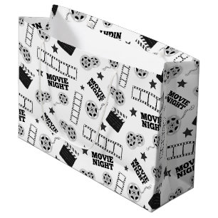 Black white movie night party large gift bag