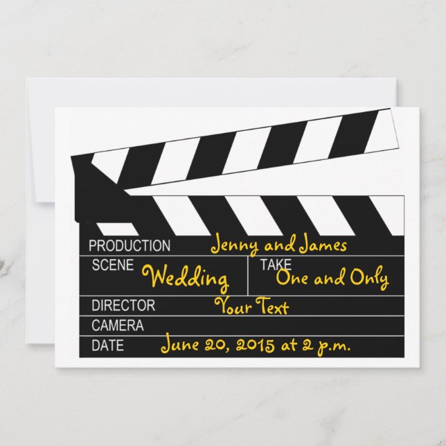 Black White Movie Theme Wedding Invitation (Front)